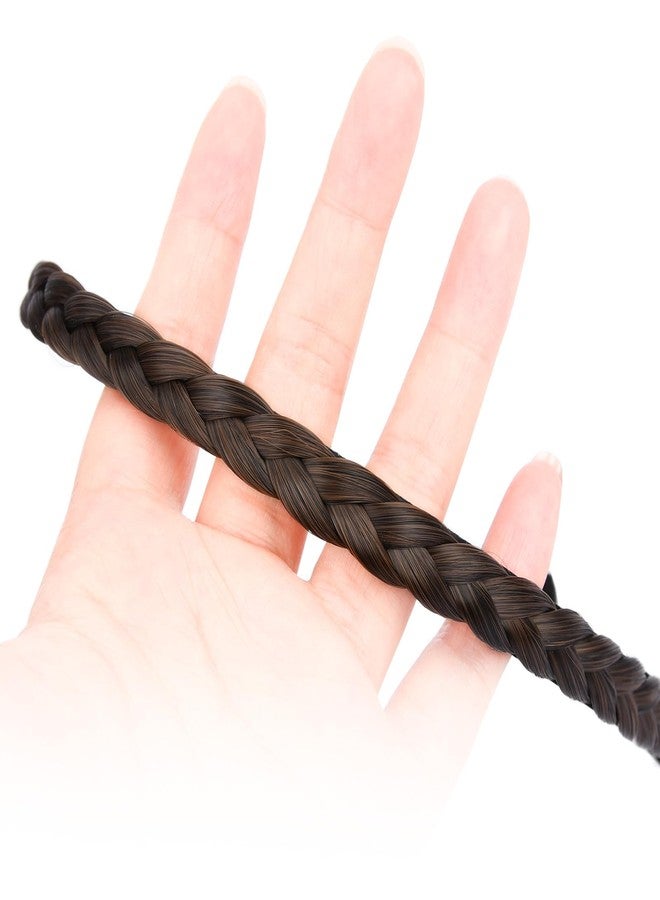 DIGUAN Narrow Braids Width 0.4 inches Slender Braided Headband with Teeth Synthetic Hair Plaited head bands Hairpiece for Girls Women (Copper Brown, Thin) - Image 3